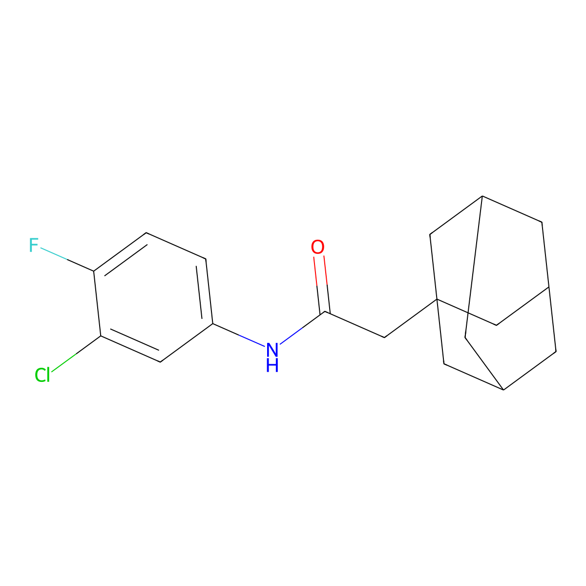 N-(3-chloro-4-fluorophenyl)-2-(tricyclo[3.3.1.1~3,7~]dec-1-yl)acetamide molecular structure, CAS 708999-15-9