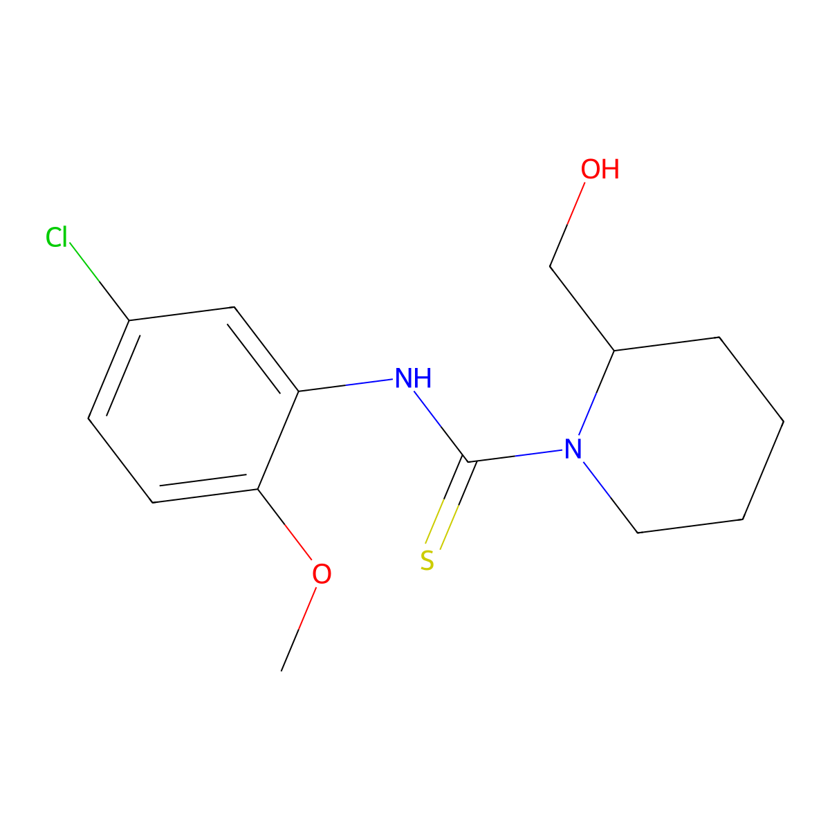 N-(5-chloro-2-methoxyphenyl)-2-(hydroxymethyl)piperidine-1-carbothioamide molecular structure, CAS 708999-35-3
