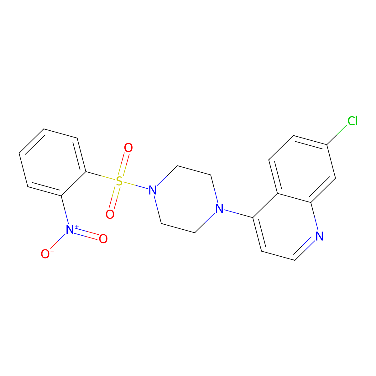 7-Chloro-4-[4-(2-nitrophenyl)sulfonylpiperazin-1-yl]quinoline molecular structure, CAS 708999-45-5