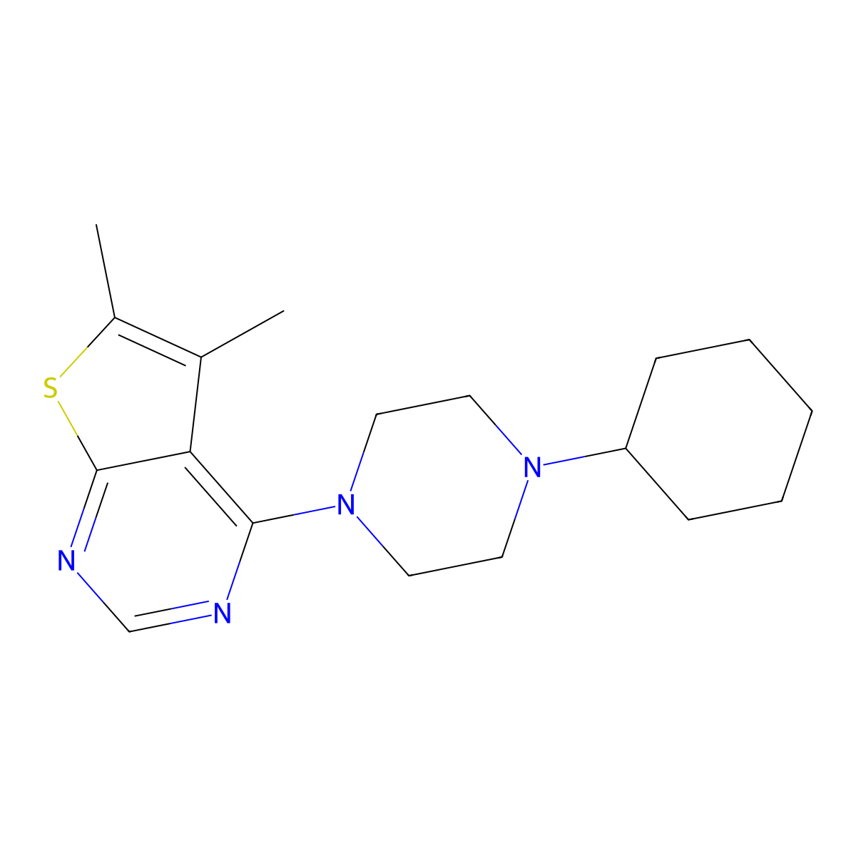 4-(4-Cyclohexylpiperazin-1-yl)-5,6-dimethylthieno[2,3-d]pyrimidine molecular structure, CAS 708999-46-6