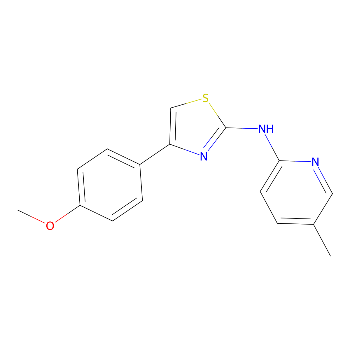 4-(4-methoxyphenyl)-N-(5-methylpyridin-2-yl)-1,3-thiazol-2-amine molecular structure, CAS 708999-56-8