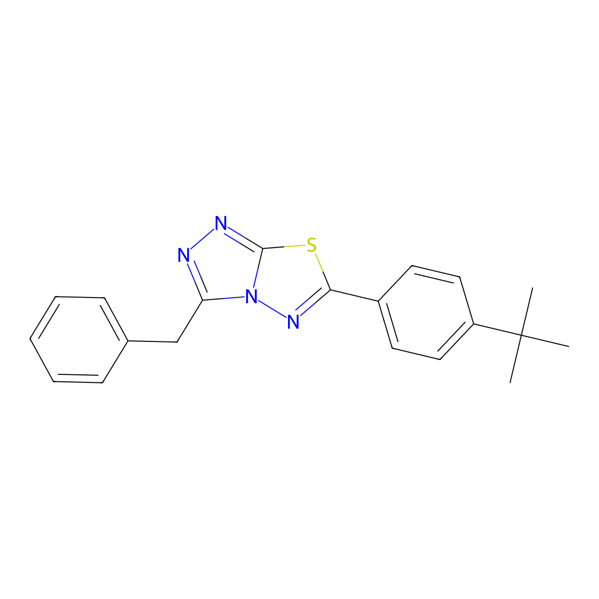 3-Benzyl-6-(4-tert-butylphenyl)[1,2,4]triazolo[3,4-b][1,3,4]thiadiazole molecular structure, CAS 708999-71-7