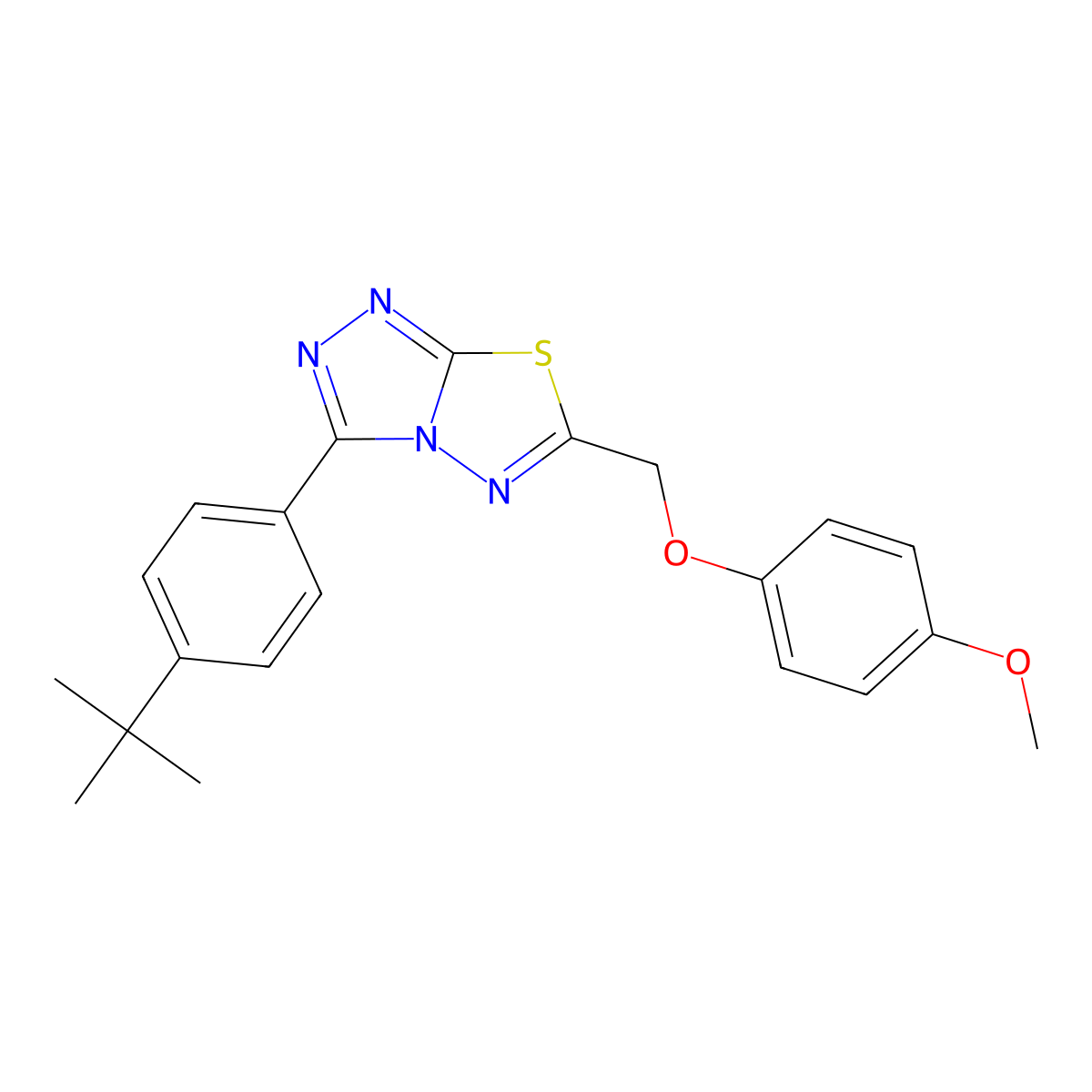 3-(4-Tert-butylphenyl)-6-[(4-methoxyphenoxy)methyl]-[1,2,4]triazolo[3,4-b][1,3,4]thiadiazole molecular structure, CAS 708999-77-3