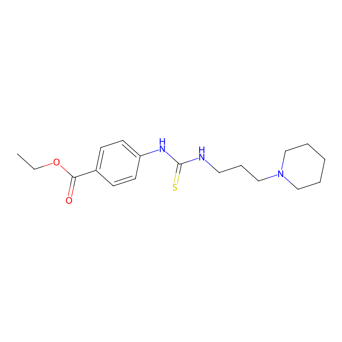 Ethyl 4-[({[3-(1-piperidinyl)propyl]amino}carbonothioyl)amino]benzoate molecular structure, CAS 708999-81-9