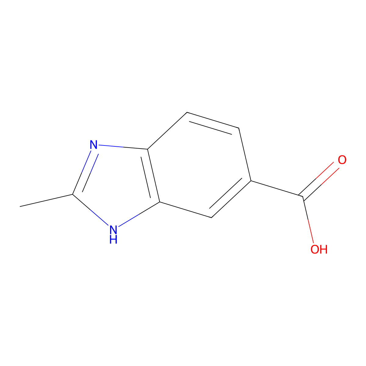 2-methyl-1H-1,3-benzodiazole-5-carboxylic acid molecular structure, CAS 709-19-3