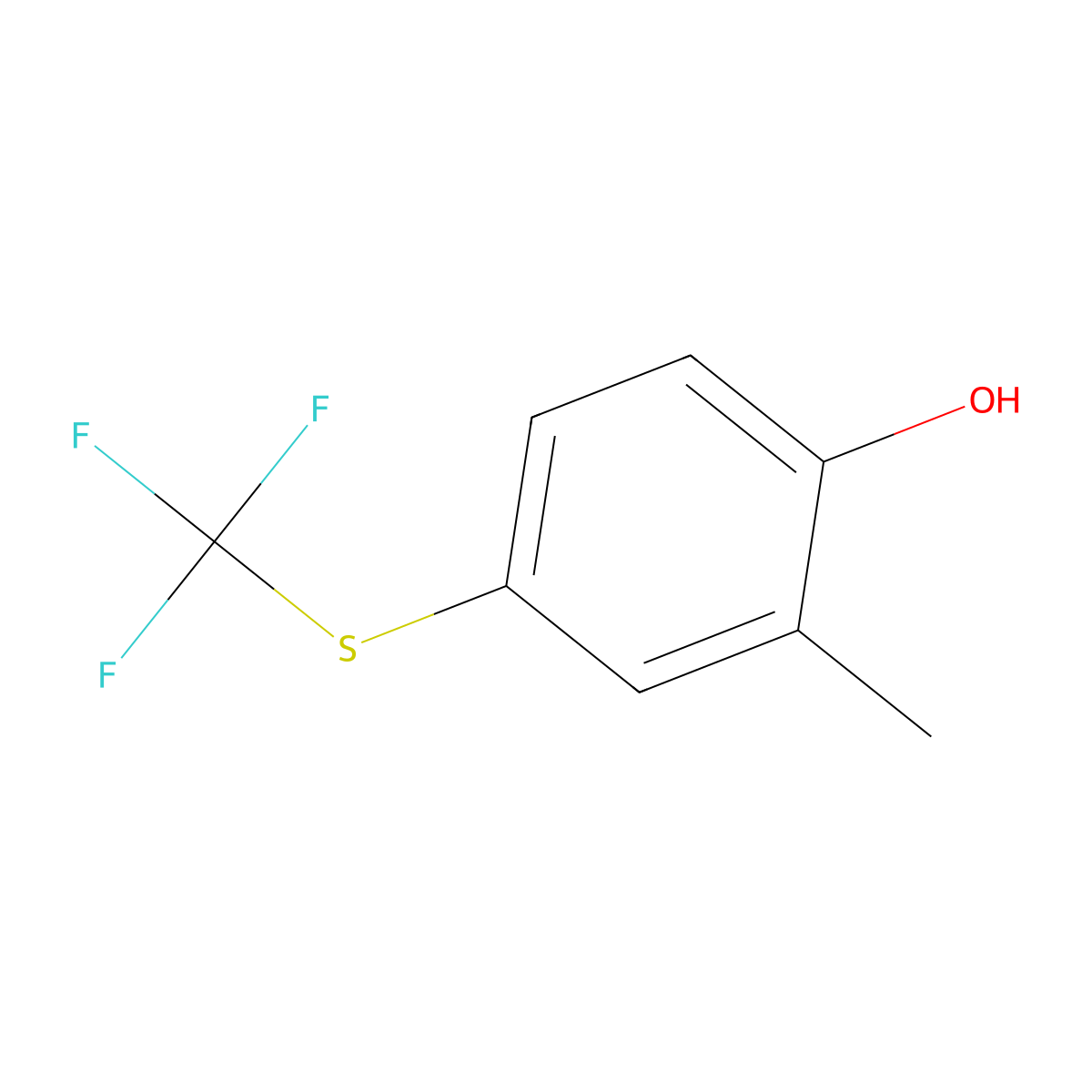 2-Methyl-4-[(trifluoromethyl)sulfanyl]phenol molecular structure, CAS 709-96-6