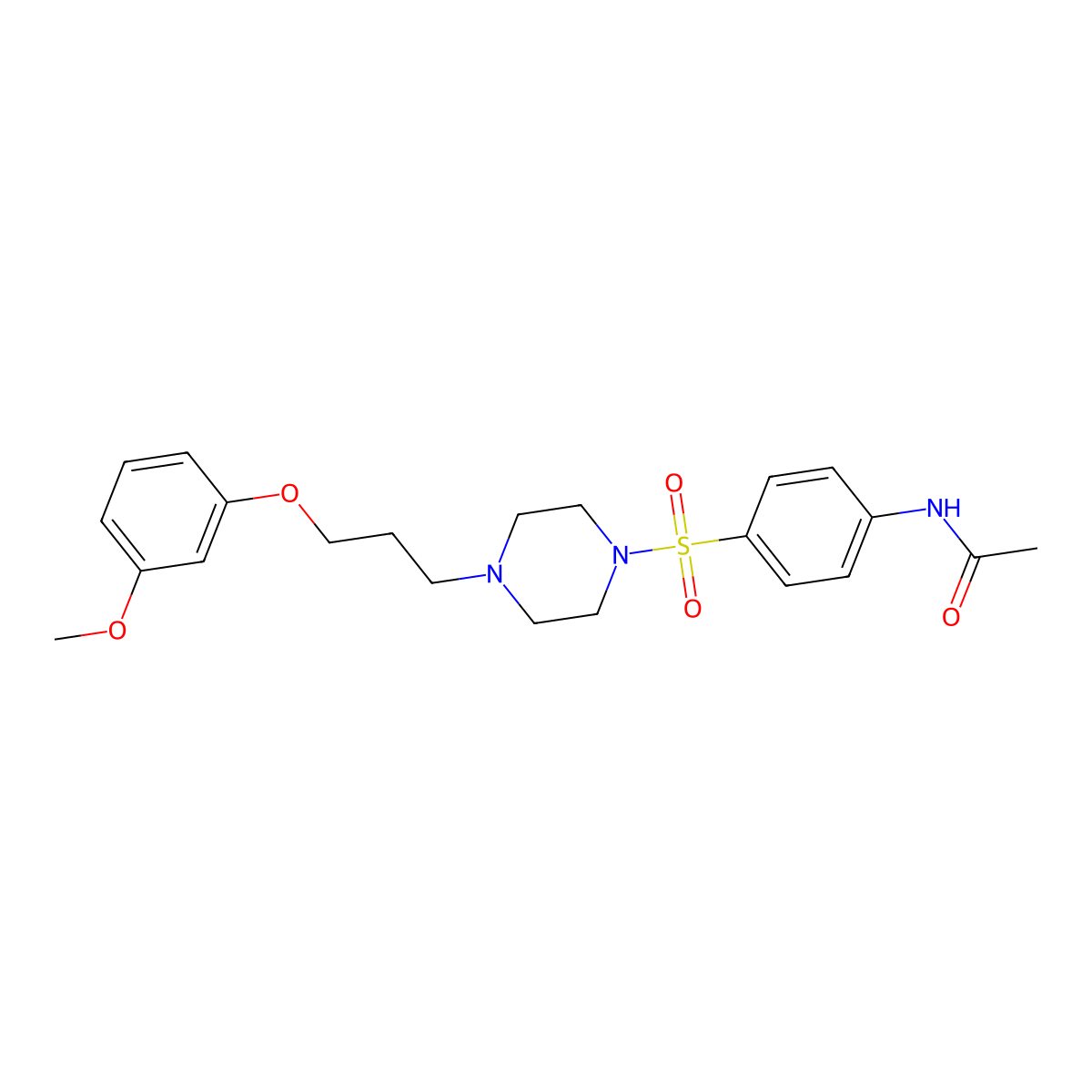 N-[4-[4-[3-(3-methoxyphenoxy)propyl]piperazin-1-yl]sulfonylphenyl]acetamide molecular structure, CAS 709000-03-3