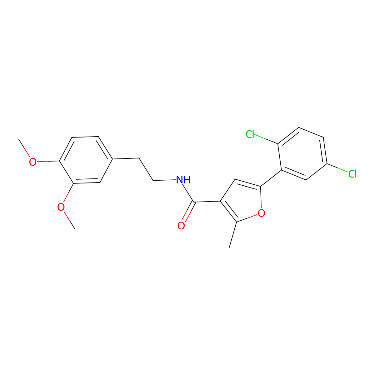 5-(2,5-dichlorophenyl)-N-[2-(3,4-dimethoxyphenyl)ethyl]-2-methylfuran-3-carboxamide molecular structure, CAS 709000-07-7