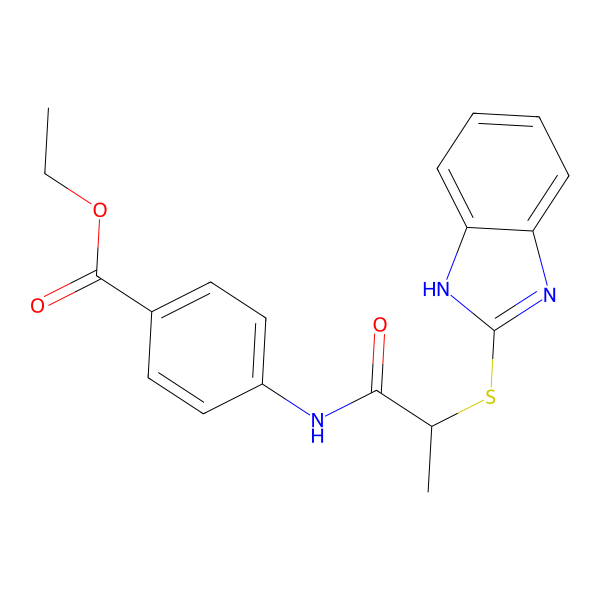ethyl 4-{[2-(1H-benzimidazol-2-ylsulfanyl)propanoyl]amino}benzoate molecular structure, CAS 709000-20-4