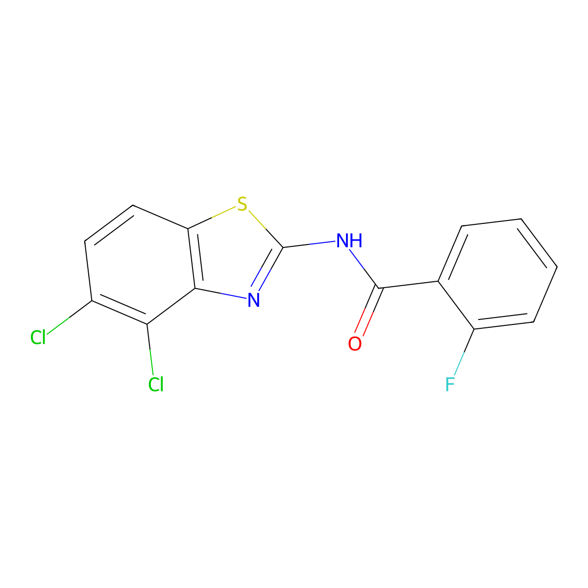 N-(4,5-dichloro-1,3-benzothiazol-2-yl)-2-fluorobenzamide molecular structure, CAS 709000-32-8