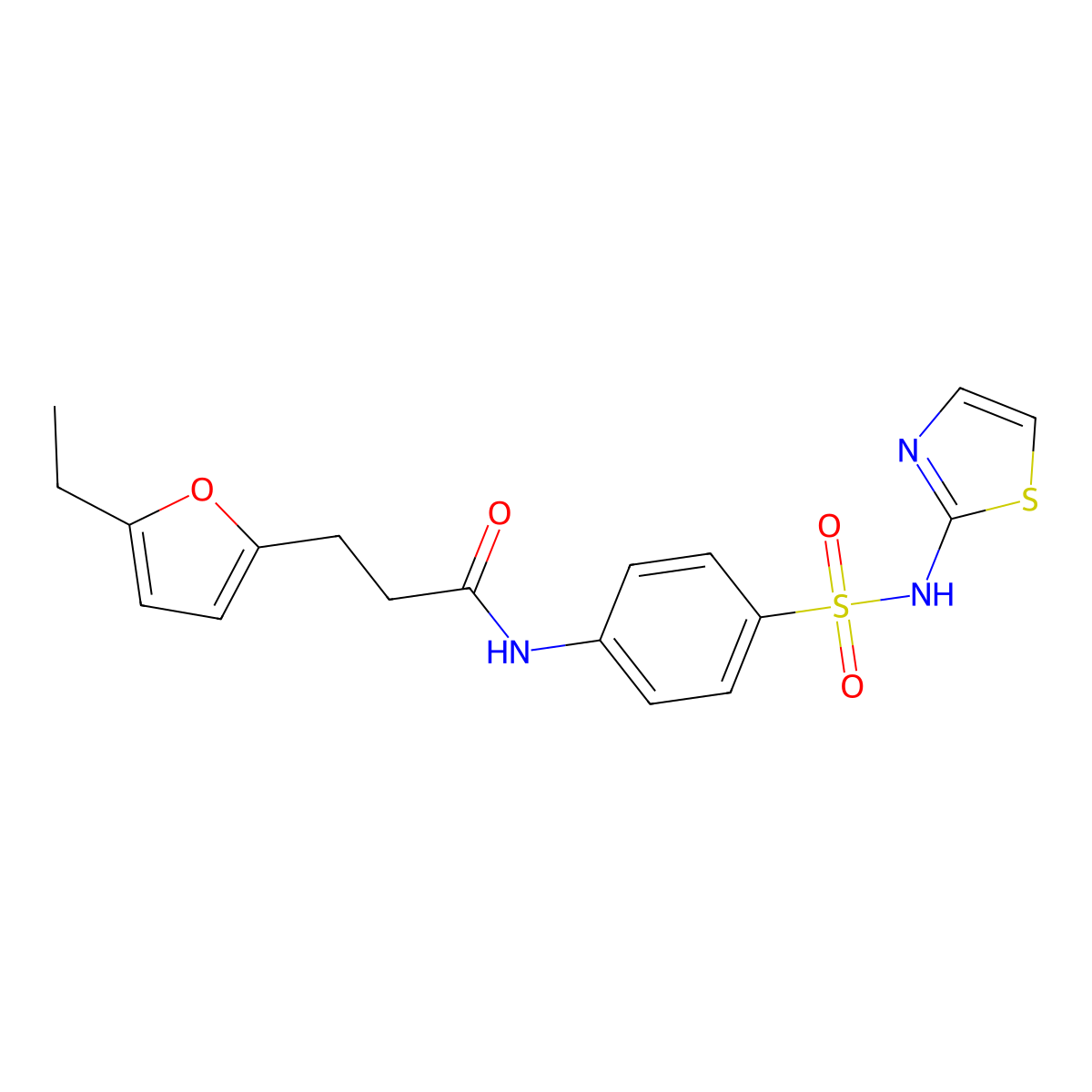 3-(5-ethylfuran-2-yl)-N-(4-(N-(thiazol-2-yl)sulfamoyl)phenyl)propanamide molecular structure, CAS 709000-59-9