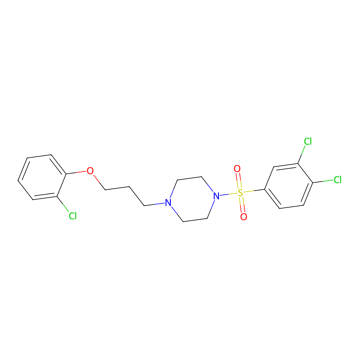 1-[3-(2-Chlorophenoxy)propyl]-4-(3,4-dichlorophenyl)sulfonylpiperazine molecular structure, CAS 709000-69-1