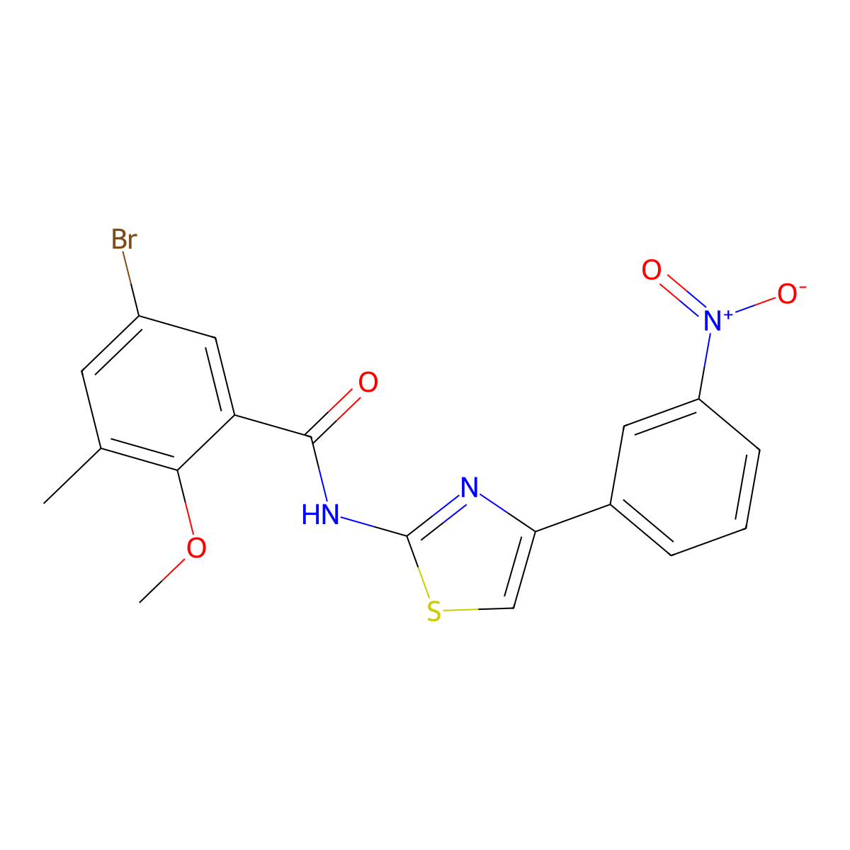 5-bromo-2-methoxy-3-methyl-N-[4-(3-nitrophenyl)-1,3-thiazol-2-yl]benzamide molecular structure, CAS 709000-76-0