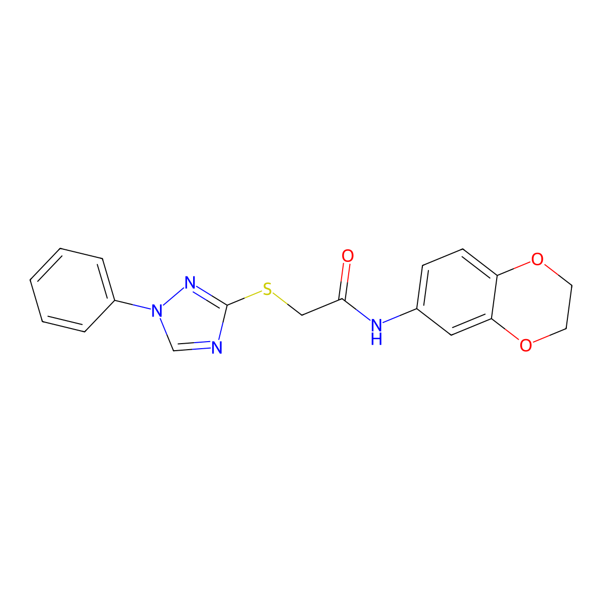 N-(2,3-dihydro-1,4-benzodioxin-6-yl)-2-[(1-phenyl-1H-1,2,4-triazol-3-yl)thio]acetamide molecular structure, CAS 709000-84-0