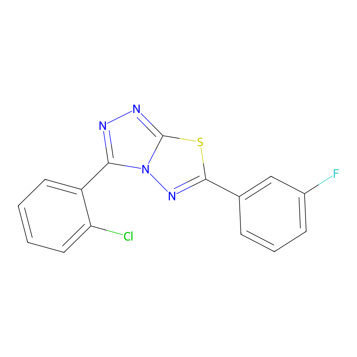3-(2-Chlorophenyl)-6-(3-fluorophenyl)[1,2,4]triazolo[3,4-b][1,3,4]thiadiazole molecular structure, CAS 709000-93-1