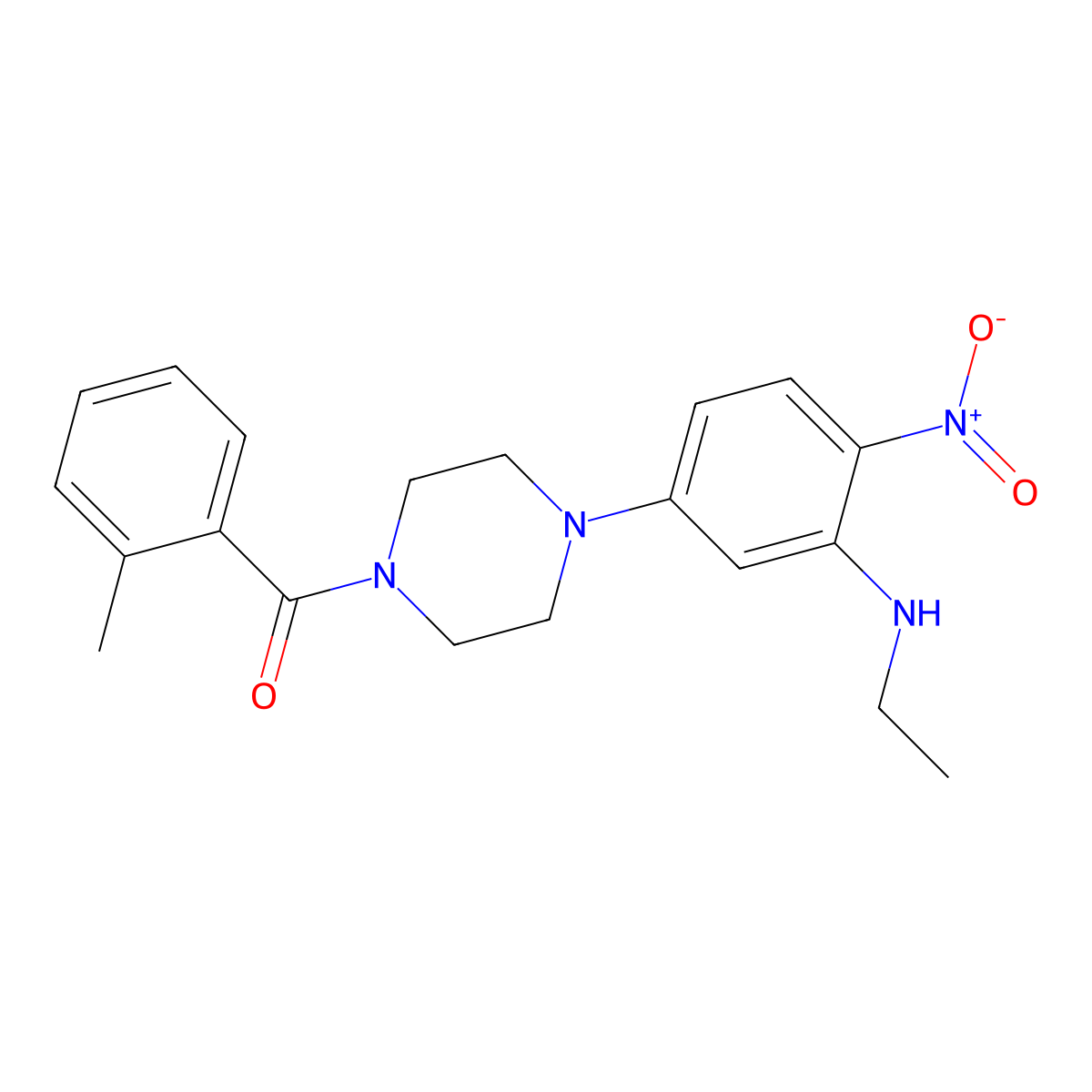 [4-[3-(Ethylamino)-4-nitrophenyl]piperazin-1-yl]-(2-methylphenyl)methanone molecular structure, CAS 709000-98-6