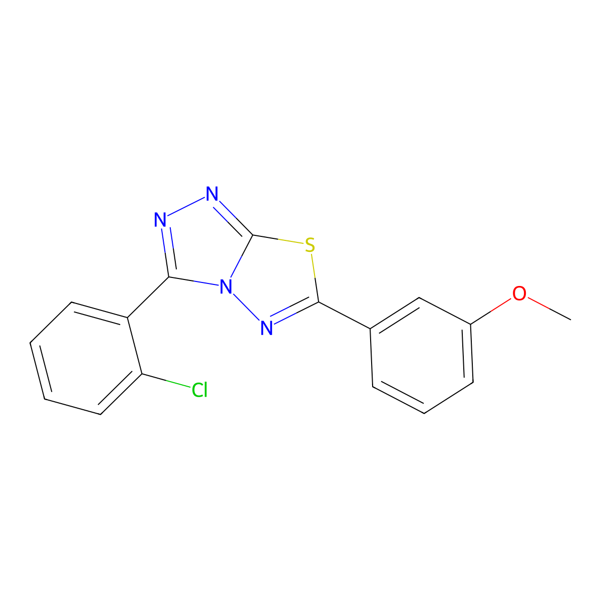 3-(2-Chlorophenyl)-6-(3-methoxyphenyl)-[1,2,4]triazolo[3,4-b][1,3,4]thiadiazole molecular structure, CAS 709001-06-9