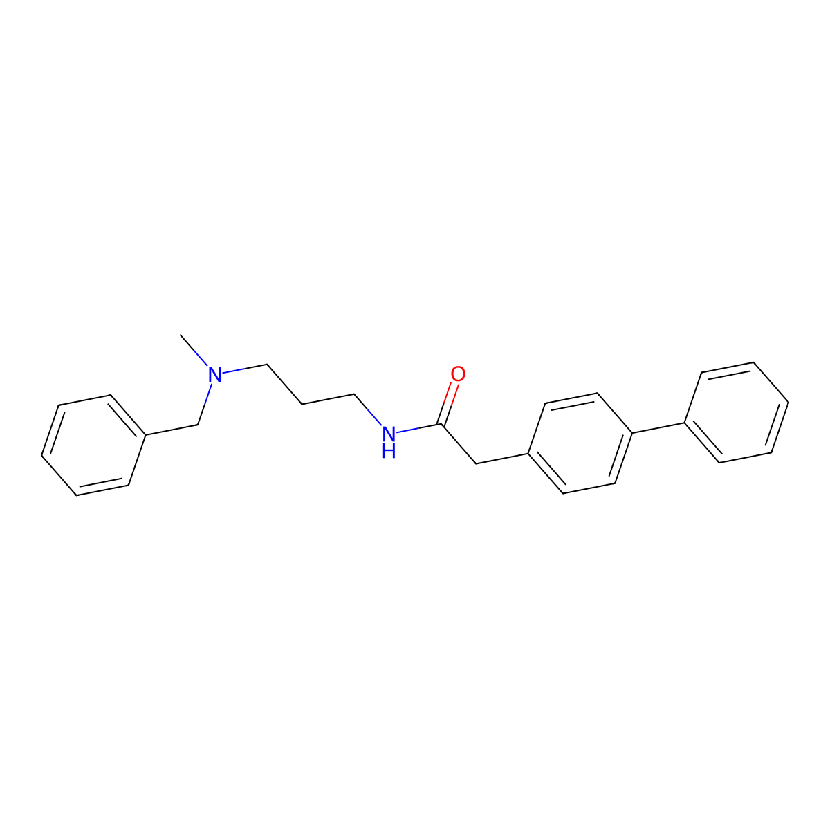 N-[3-[benzyl(methyl)amino]propyl]-2-(4-phenylphenyl)acetamide molecular structure, CAS 709001-27-4