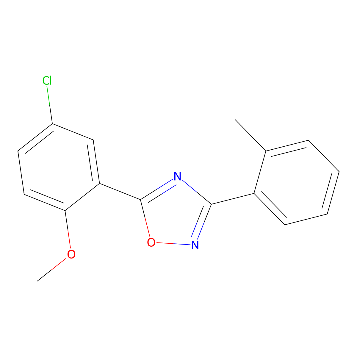 5-(5-Chloro-2-methoxyphenyl)-3-(2-methylphenyl)-1,2,4-oxadiazole molecular structure, CAS 709001-29-6