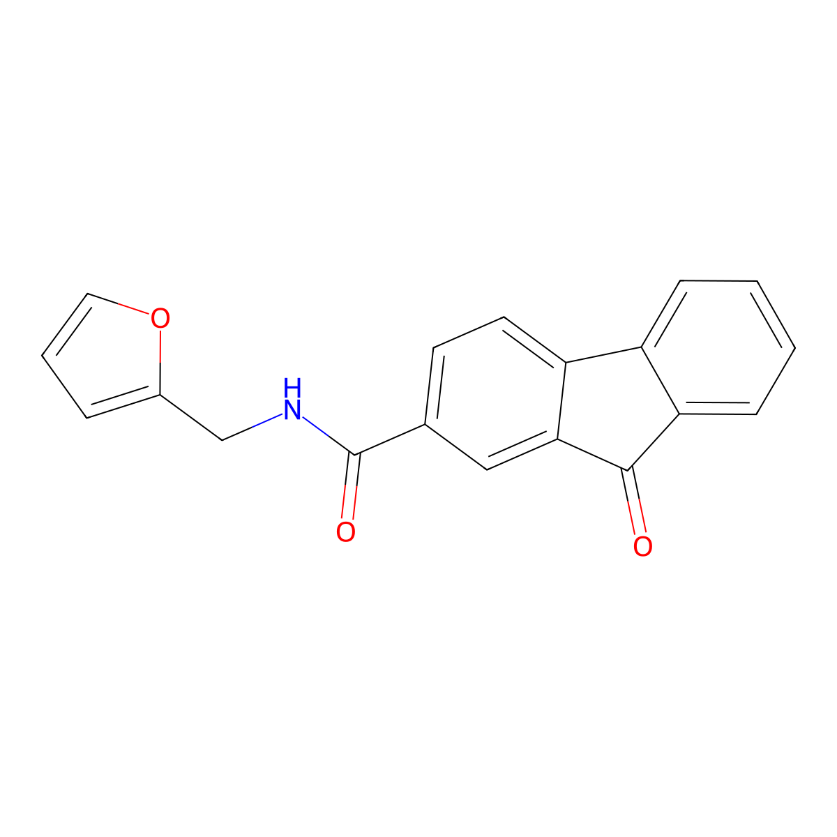 N-(furan-2-ylmethyl)-9-oxofluorene-2-carboxamide molecular structure, CAS 709001-30-9