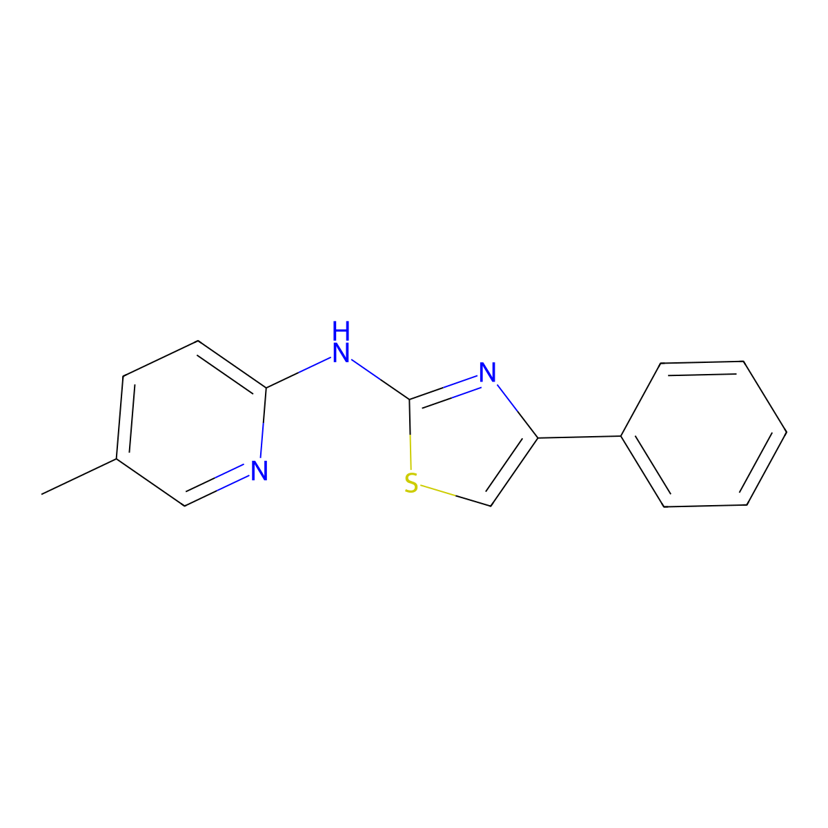 (5-Methyl-pyridin-2-yl)-(4-phenyl-thiazol-2-yl)-amine molecular structure, CAS 709001-36-5