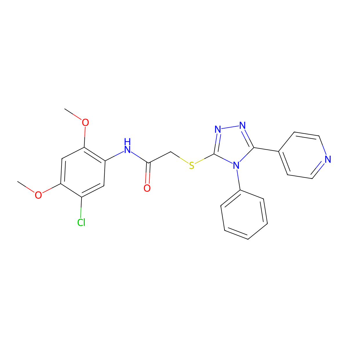 N-(5-chloro-2,4-dimethoxyphenyl)-2-[(4-phenyl-5-pyridin-4-yl-1,2,4-triazol-3-yl)sulfanyl]acetamide molecular structure, CAS 709001-41-2