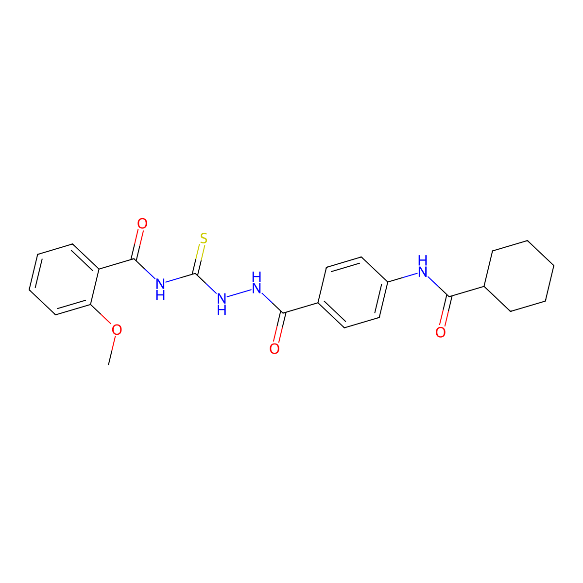 N-[[[4-(cyclohexanecarbonylamino)benzoyl]amino]carbamothioyl]-2-methoxybenzamide molecular structure, CAS 709001-72-9