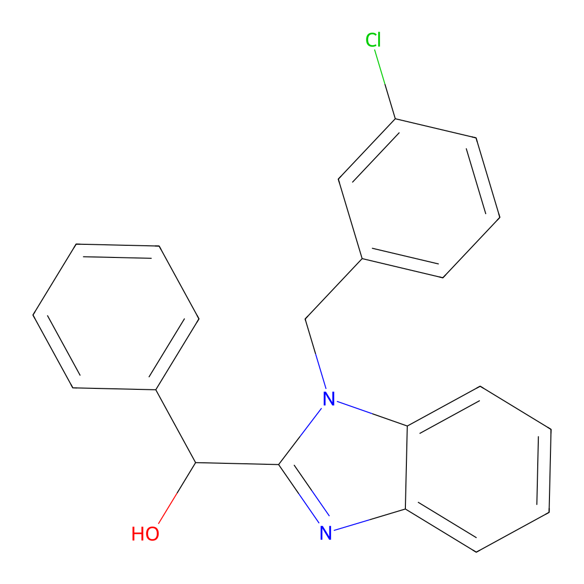 [1-[(3-Chlorophenyl)methyl]benzimidazol-2-yl]-phenylmethanol molecular structure, CAS 709001-74-1