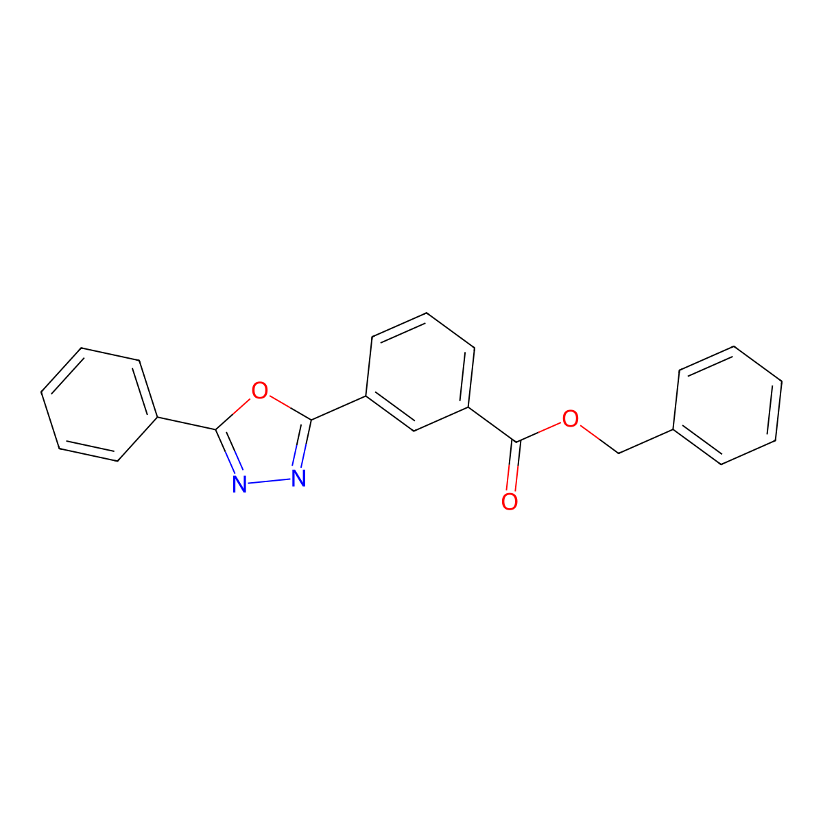 Benzyl 3-(5-phenyl-1,3,4-oxadiazol-2-yl)benzoate molecular structure, CAS 709001-78-5