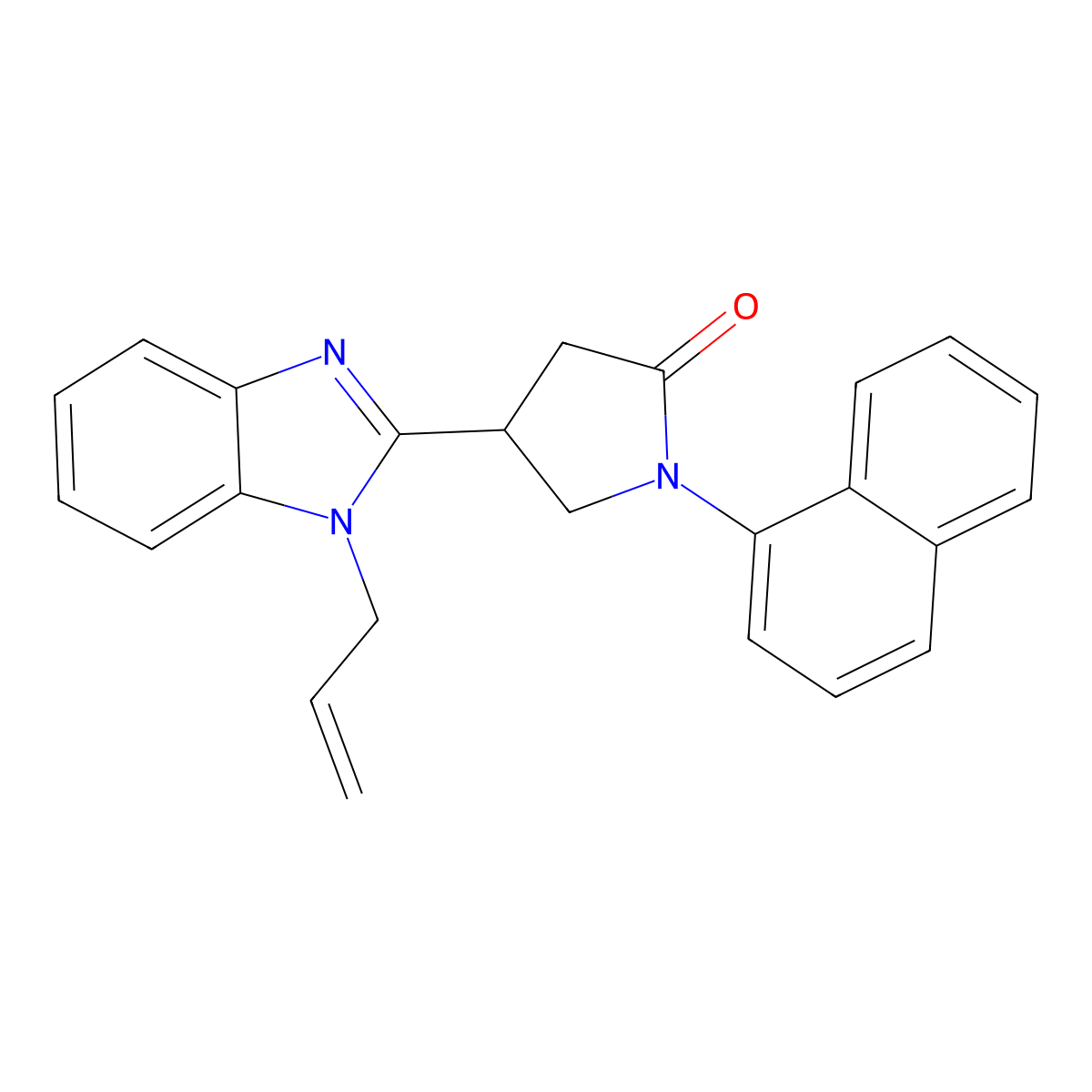 1-Naphthalen-1-yl-4-(1-prop-2-enylbenzimidazol-2-yl)pyrrolidin-2-one molecular structure, CAS 709001-82-1