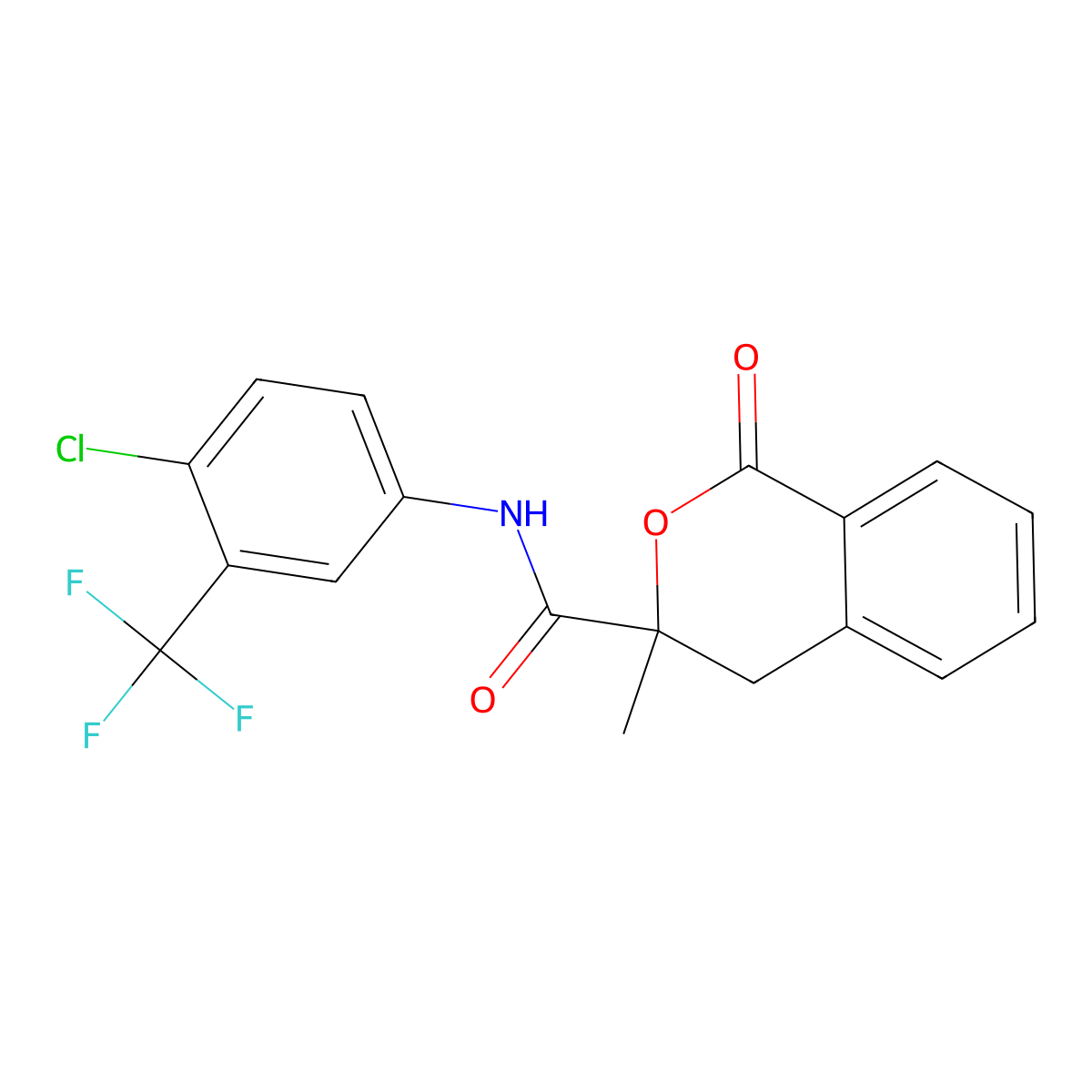 N-[4-chloro-3-(trifluoromethyl)phenyl]-3-methyl-1-oxo-4H-isochromene-3-carboxamide molecular structure, CAS 709001-95-6