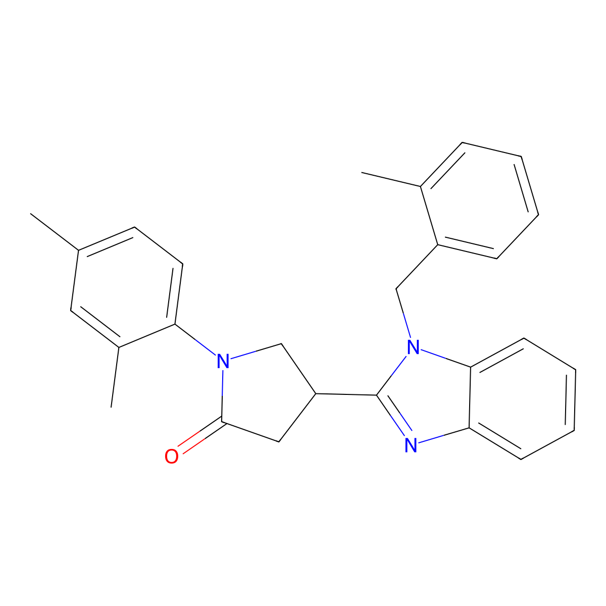 1-(2,4-Dimethylphenyl)-4-[1-[(2-methylphenyl)methyl]benzimidazol-2-yl]pyrrolidin-2-one molecular structure, CAS 709002-04-0
