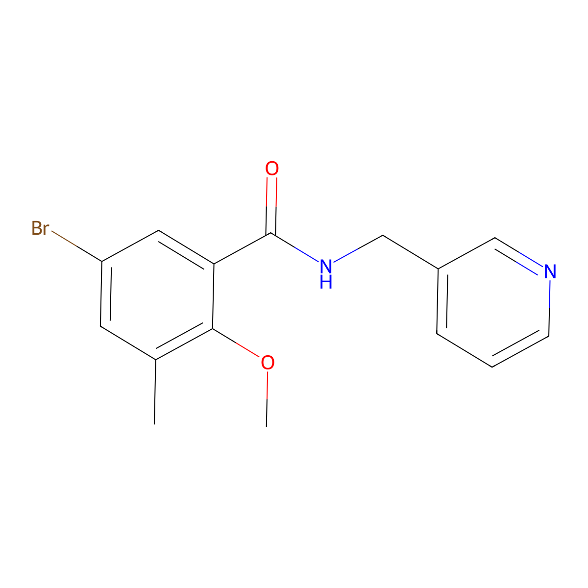 5-bromo-2-methoxy-3-methyl-N-(3-pyridinylmethyl)benzamide molecular structure, CAS 709002-06-2