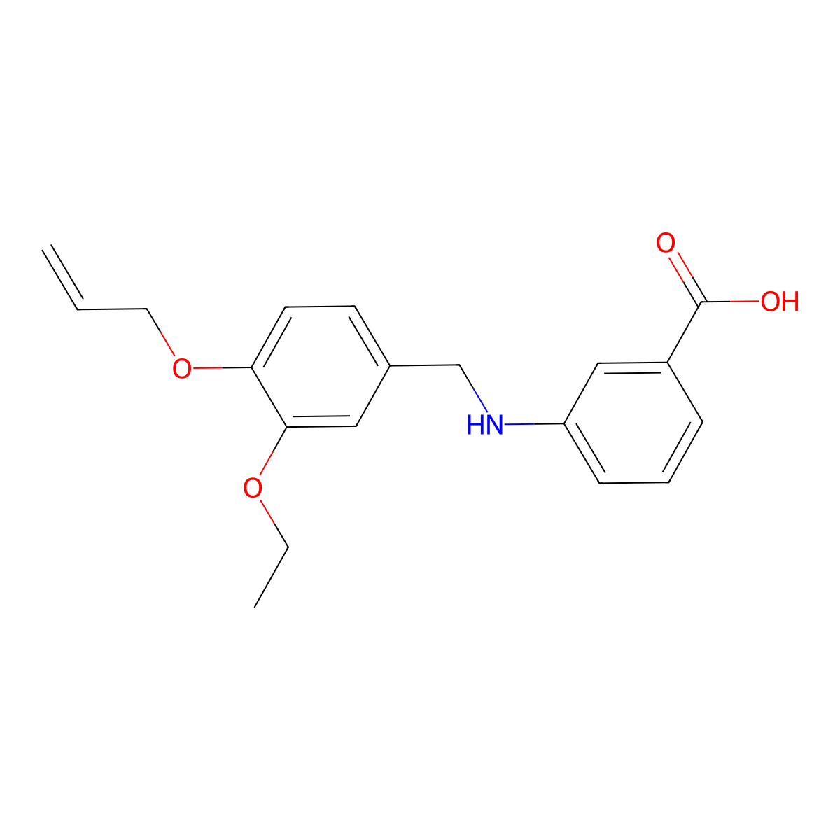 3-{[4-(Allyloxy)-3-ethoxybenzyl]amino}benzoic acid molecular structure, CAS 709002-27-7