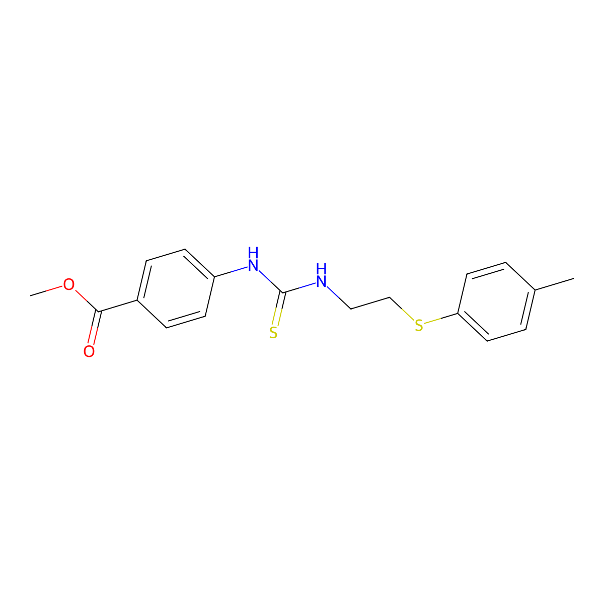 Methyl 4-[({2-[(4-methylphenyl)sulfanyl]ethyl}carbamothioyl)amino]benzoate molecular structure, CAS 709002-51-7