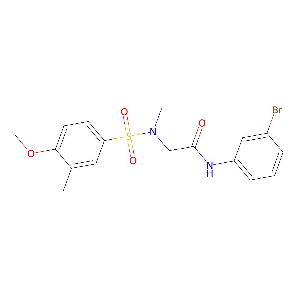 N-(3-bromophenyl)-2-[(4-methoxy-3-methylphenyl)sulfonyl-methylamino]acetamide molecular structure, CAS 709002-94-8