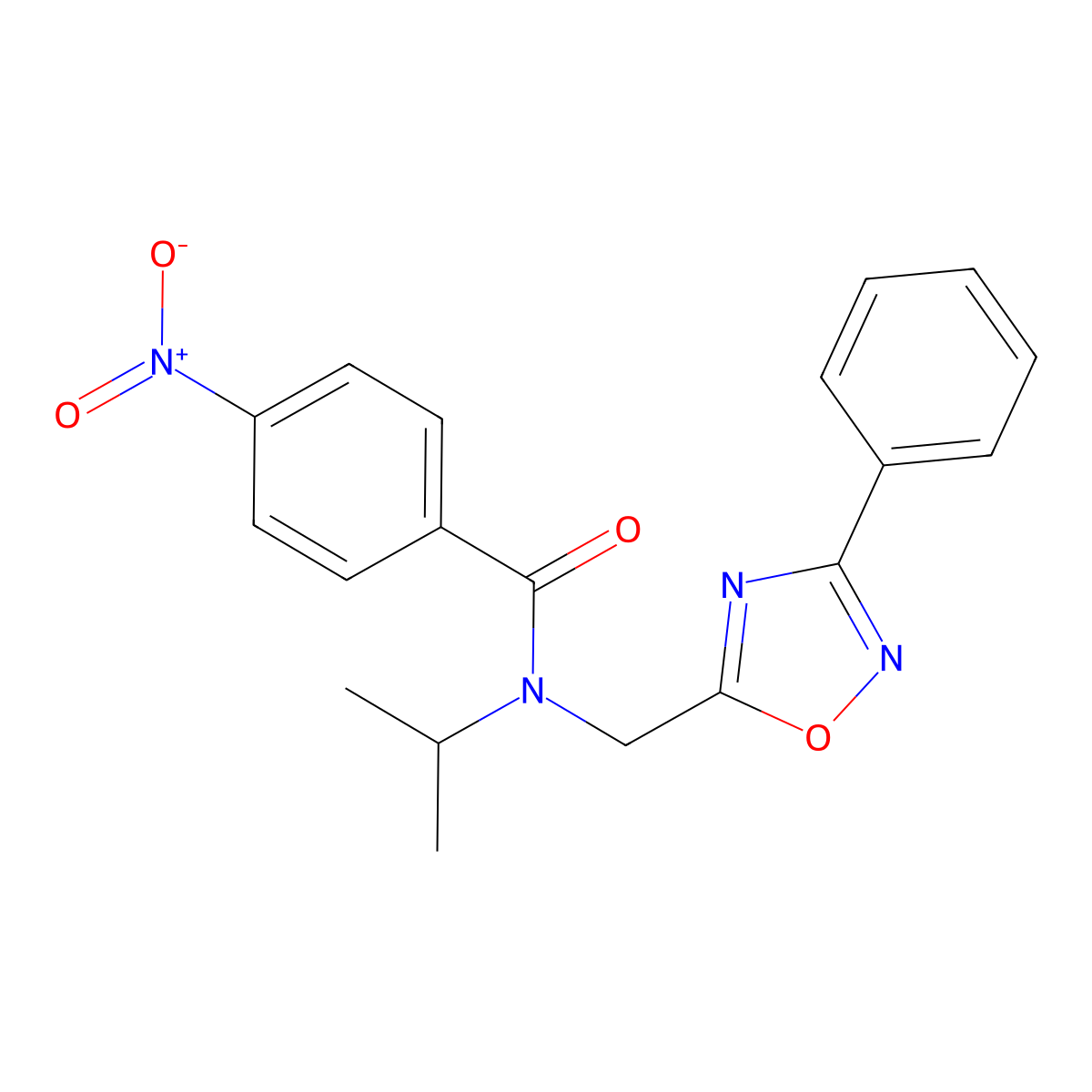 4-nitro-N-[(3-phenyl-1,2,4-oxadiazol-5-yl)methyl]-N-propan-2-ylbenzamide molecular structure, CAS 709002-96-0