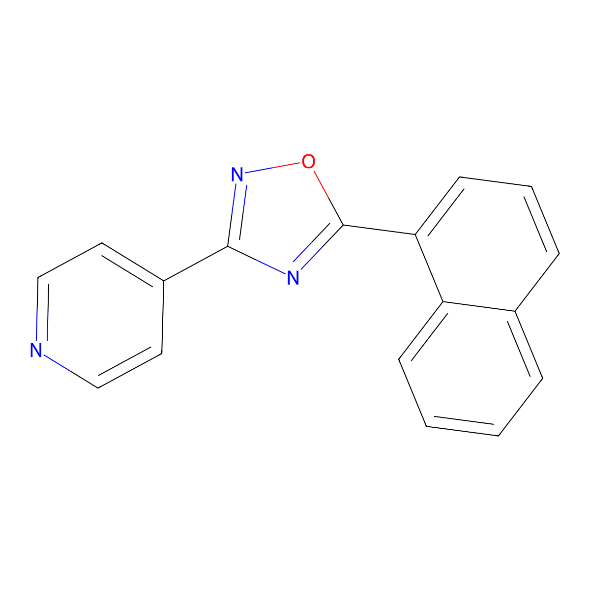 5-Naphthalen-1-yl-3-pyridin-4-yl-1,2,4-oxadiazole molecular structure, CAS 709003-05-4