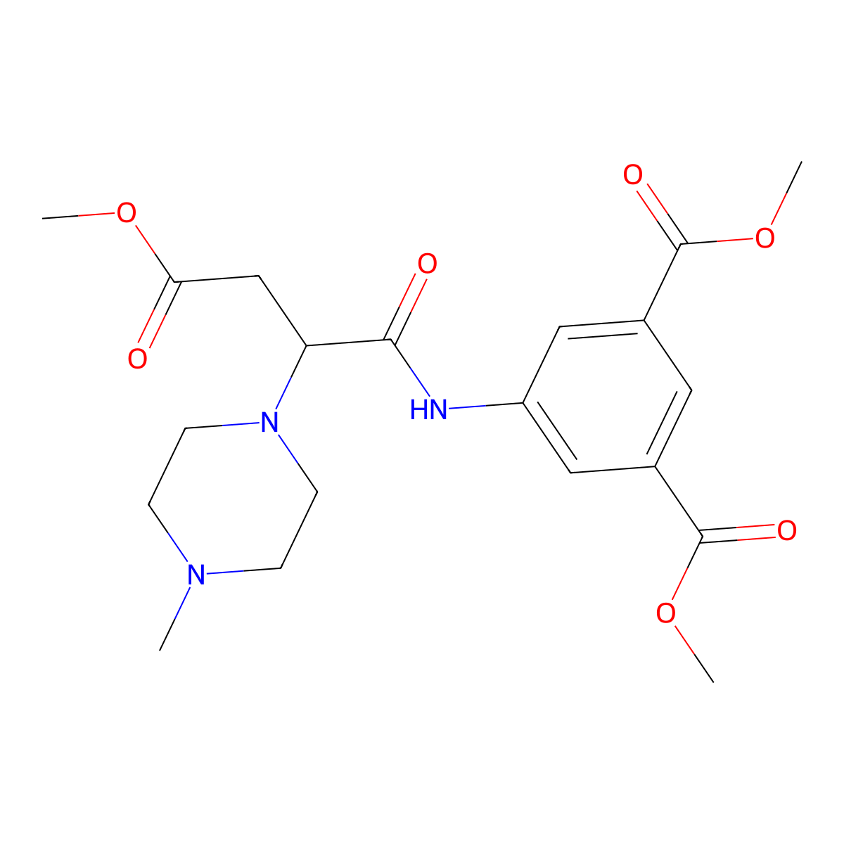 Dimethyl 5-{[4-methoxy-2-(4-methyl-1-piperazinyl)-4-oxobutanoyl]amino}isophthalate molecular structure, CAS 709003-28-1
