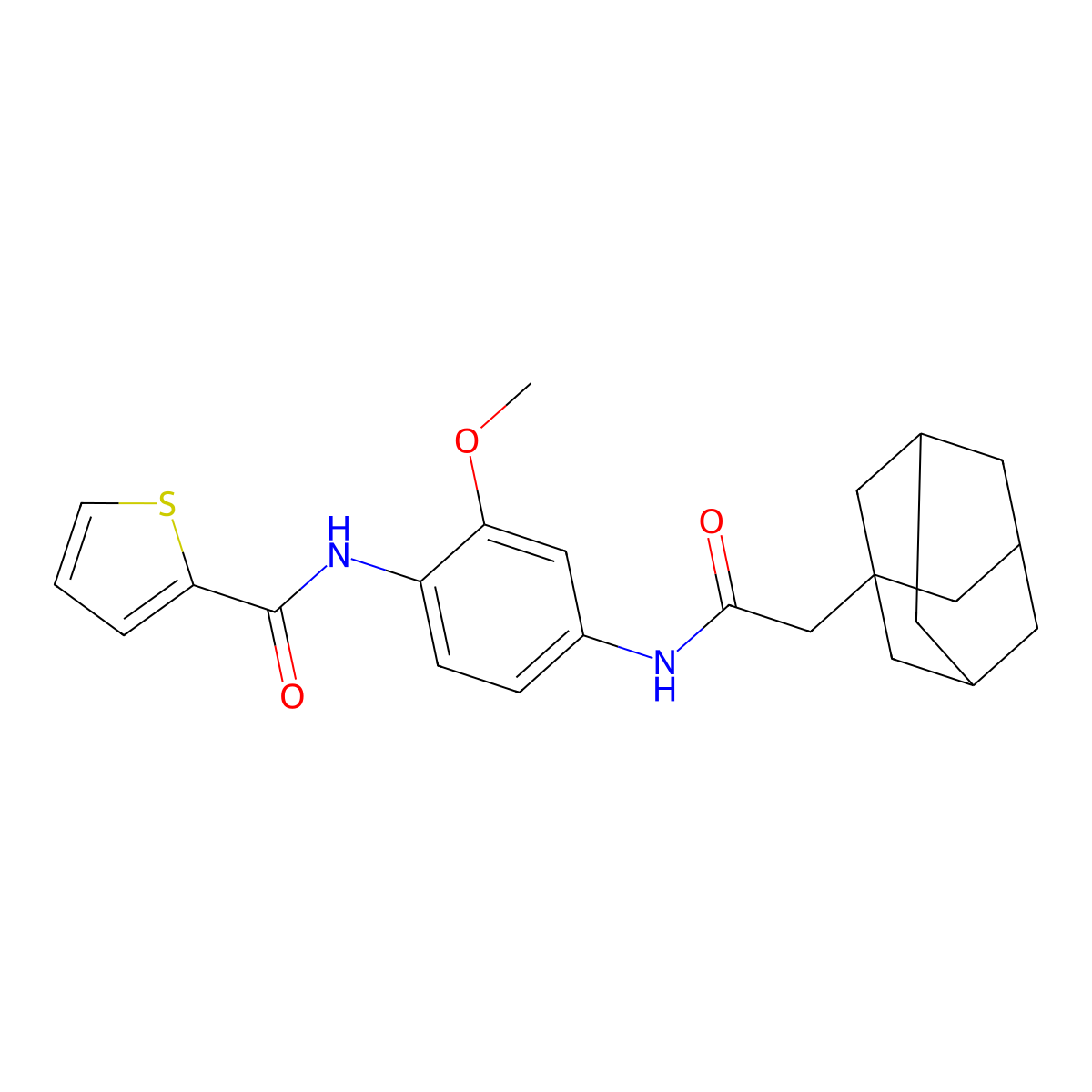 N-[4-[[2-(1-adamantyl)acetyl]amino]-2-methoxyphenyl]thiophene-2-carboxamide molecular structure, CAS 709003-37-2