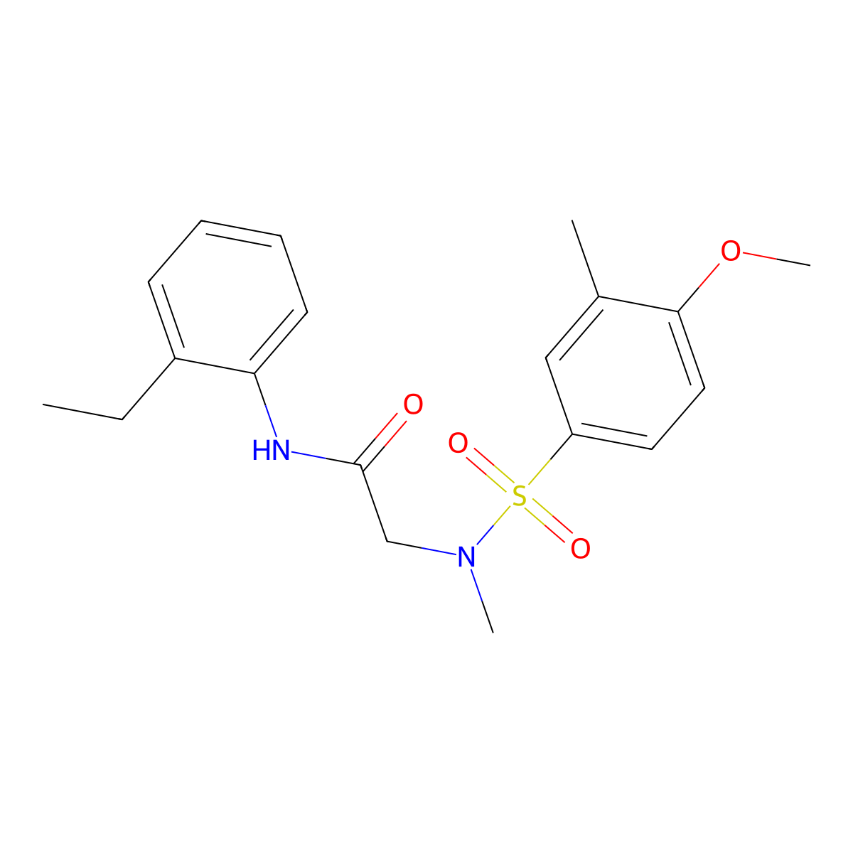 N-(2-ethylphenyl)-2-[(4-methoxy-3-methylphenyl)sulfonyl-methylamino]acetamide molecular structure, CAS 709003-45-2