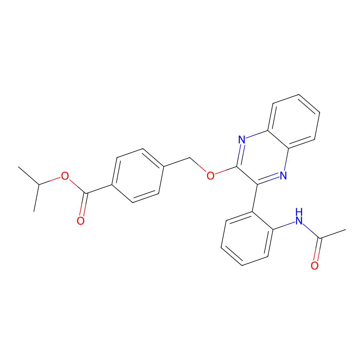 Isopropyl 4-[({3-[2-(acetylamino)phenyl]-2-quinoxalinyl}oxy)methyl]benzoate molecular structure, CAS 709003-53-2