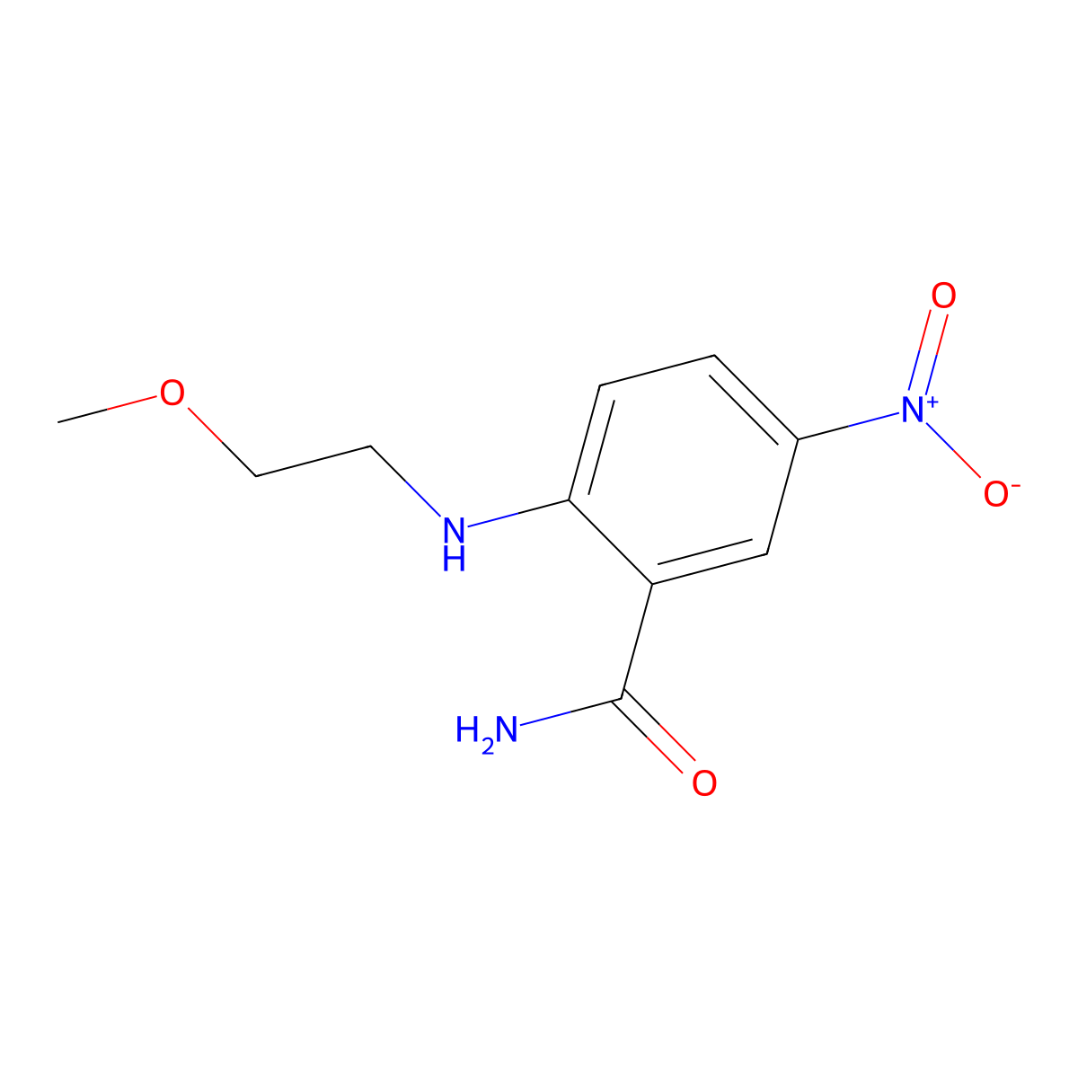 2-(2-Methoxyethylamino)-5-nitrobenzamide molecular structure, CAS 709003-70-3