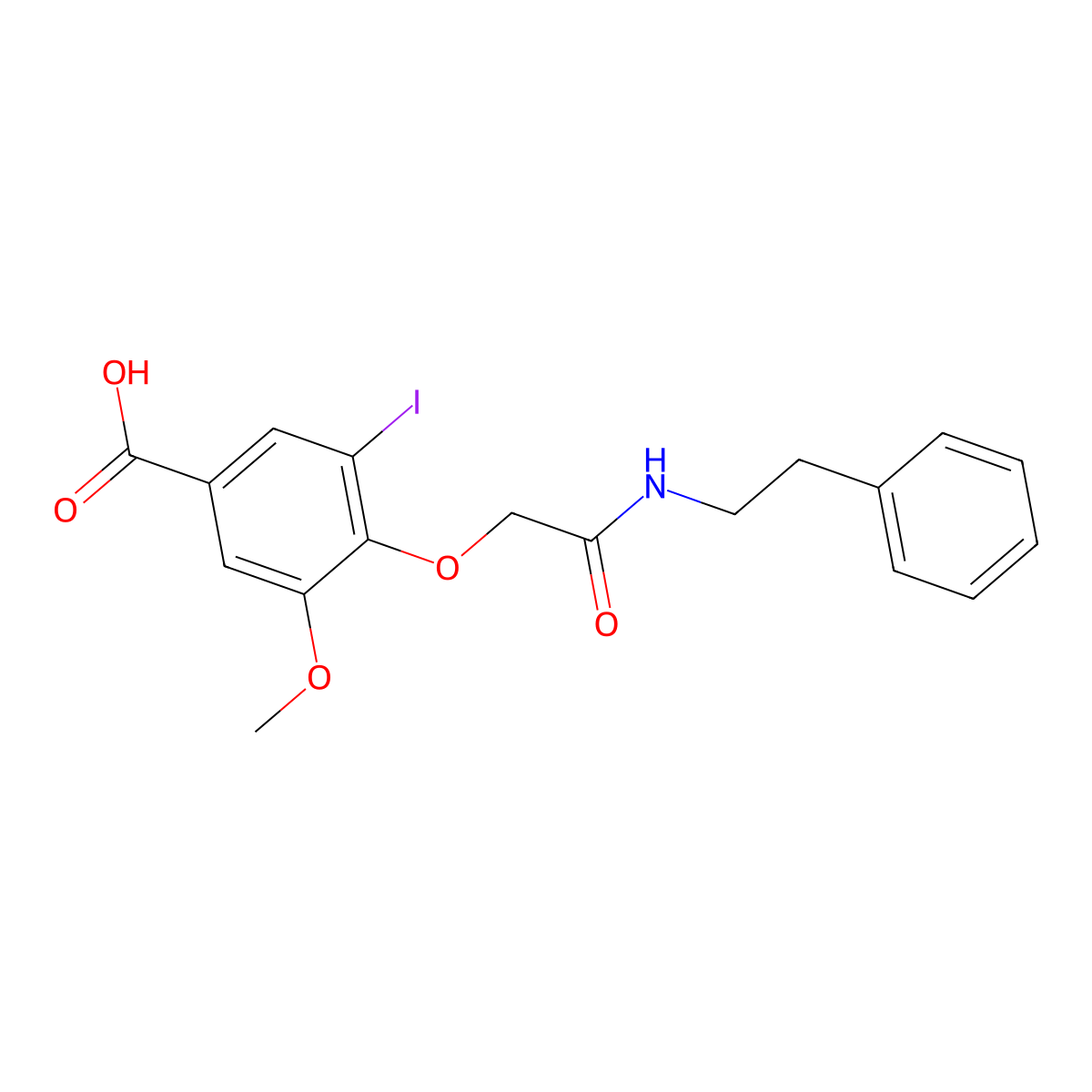 3-Iodo-5-methoxy-4-{2-oxo-2-[(2-phenylethyl)amino]ethoxy}benzoic acid molecular structure, CAS 709003-72-5