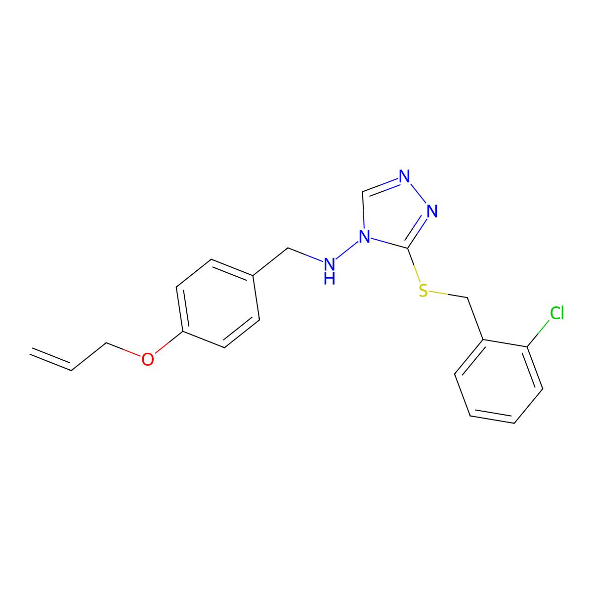 3-[(2-chlorophenyl)methylsulfanyl]-N-[(4-prop-2-enoxyphenyl)methyl]-1,2,4-triazol-4-amine molecular structure, CAS 709003-74-7