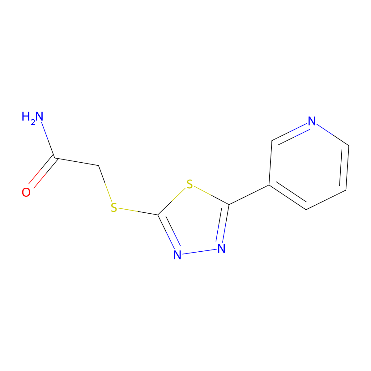 2-[(5-Pyridin-3-yl-1,3,4-thiadiazol-2-yl)sulfanyl]acetamide molecular structure, CAS 709003-77-0