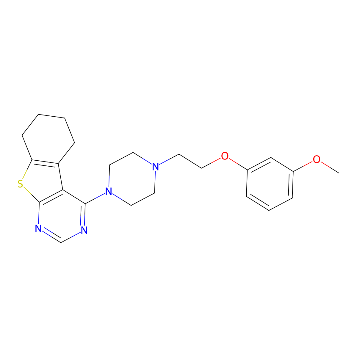 4-{4-[2-(3-Methoxyphenoxy)ethyl]piperazin-1-yl}-5,6,7,8-tetrahydro[1]benzothieno[2,3-d]pyrimidine molecular structure, CAS 709003-80-5