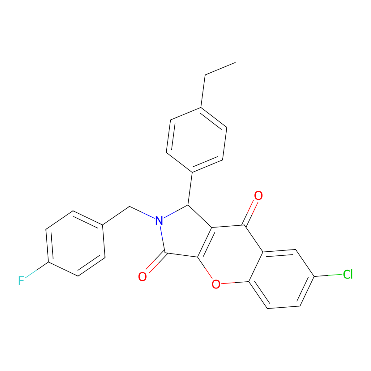 7-chloro-1-(4-ethylphenyl)-2-[(4-fluorophenyl)methyl]-1H-chromeno[2,3-c]pyrrole-3,9-dione molecular structure, CAS 709003-97-4