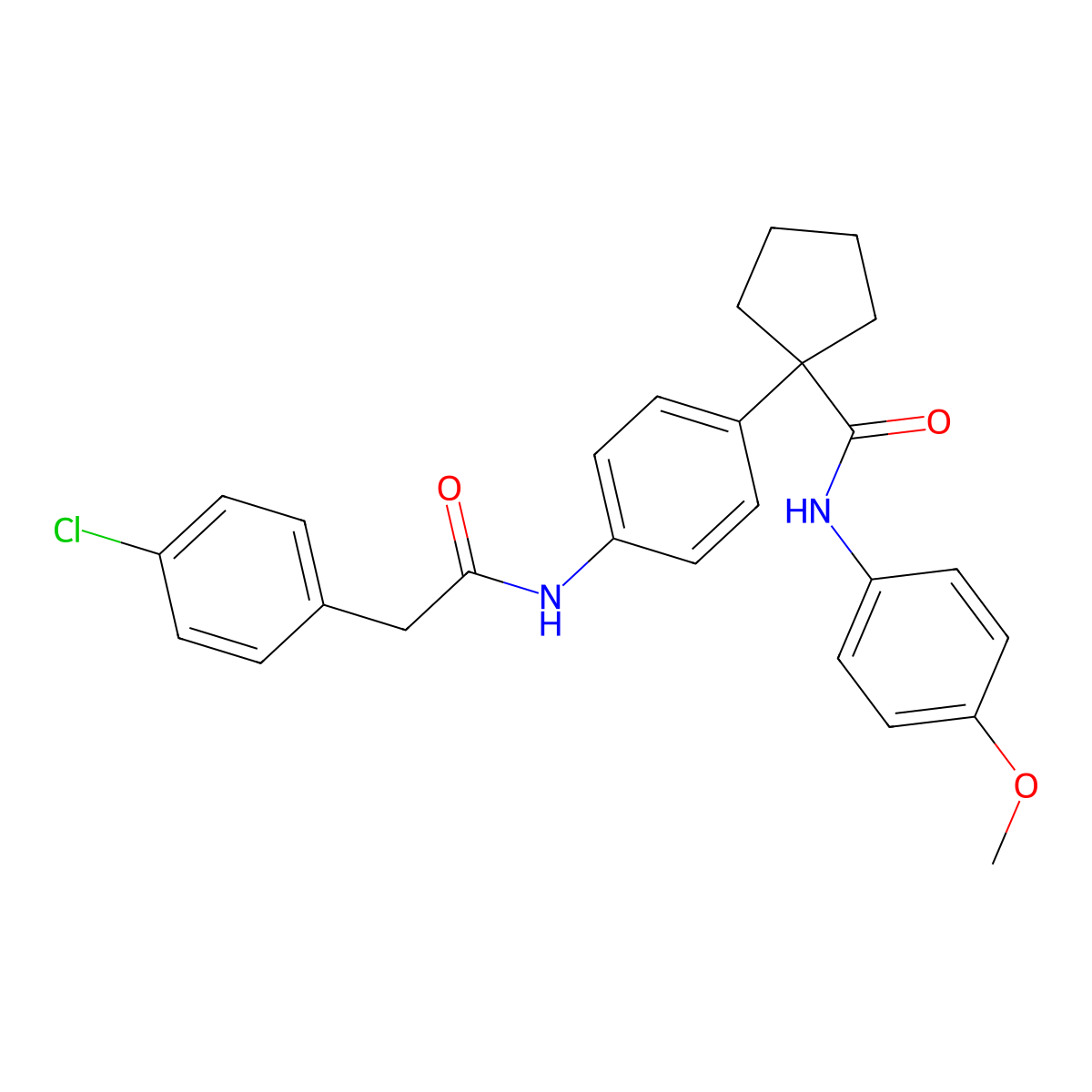 1-[4-[[2-(4-chlorophenyl)acetyl]amino]phenyl]-N-(4-methoxyphenyl)cyclopentane-1-carboxamide molecular structure, CAS 709004-05-7