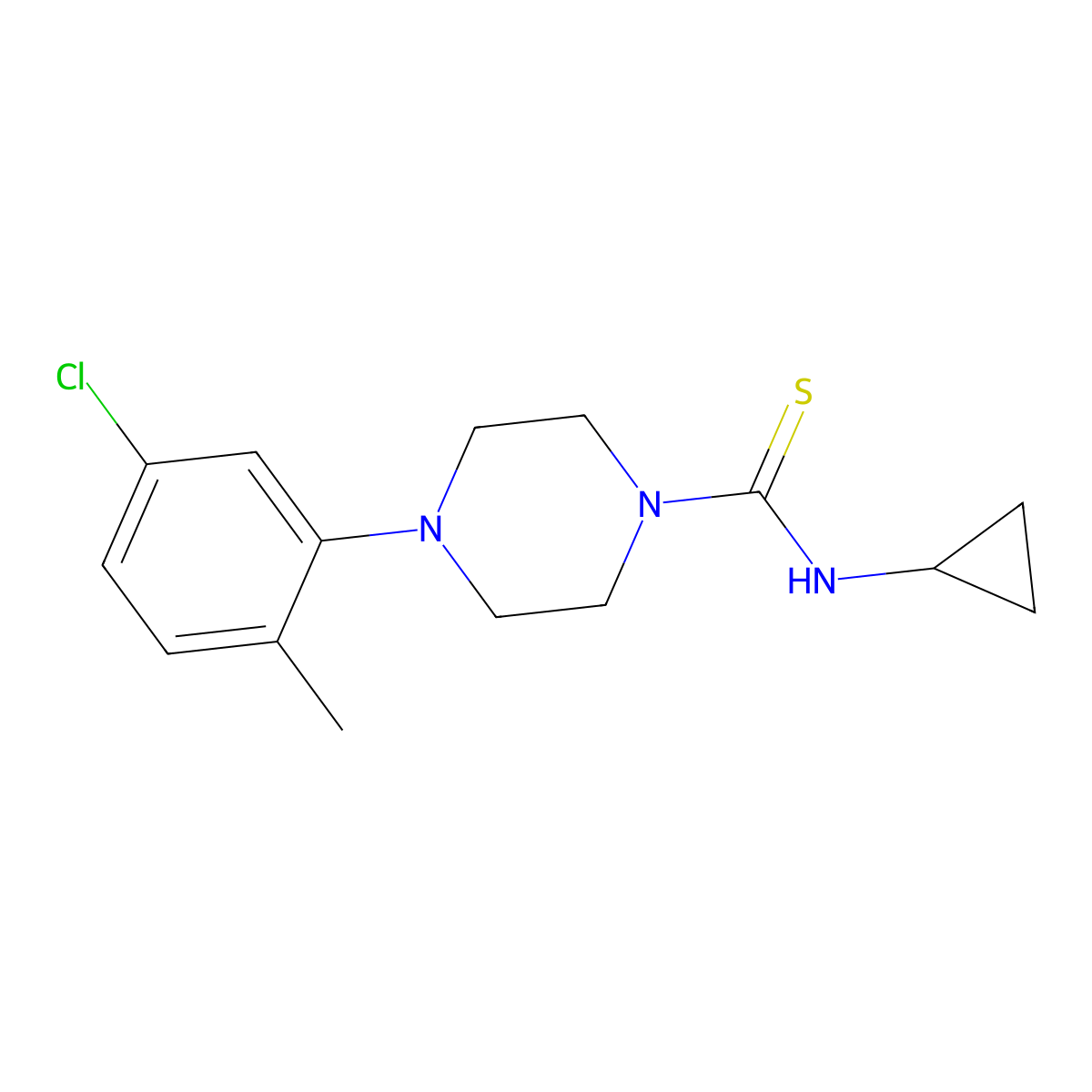 4-(5-chloro-2-methylphenyl)-N-cyclopropylpiperazine-1-carbothioamide molecular structure, CAS 709004-10-4